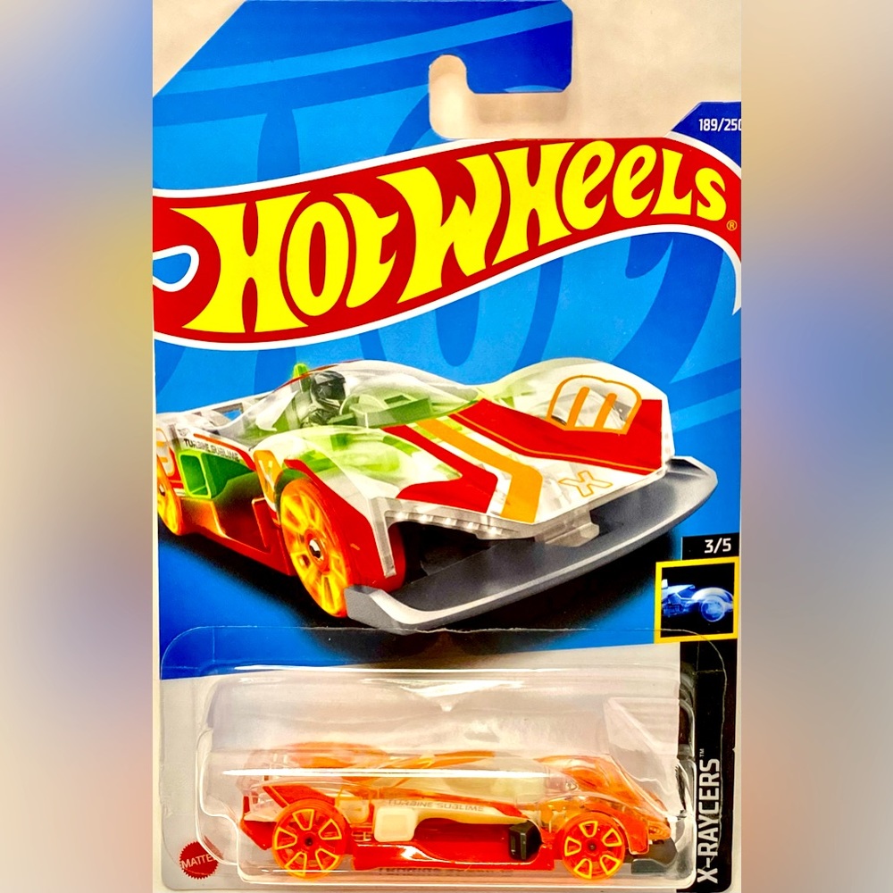 ✅ 🚗 4/$20 🚗 2023 MATTEL HOT WHEELS 3/5 HW X-RAYCERS TURBINE SUBLIME #189/250